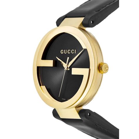 gucci watch black face gold|Gucci interlocking g watch.